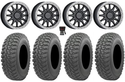 Raceline Alpha Bdlk 17''Wheels Gm +40mm 35''Mongrel SQ Tires HondaPioneer 1K/Talon