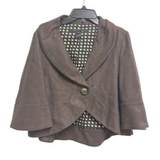 Marc Jacobs Bolero Jacket Brown Metallic Shawl Collar Cropped M