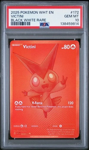 2025 POKEMON WHT EN-WHITE FLARE BLACK WHITE RARE #172 VICTINI PSA 10