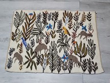 Vtg Hand Woven Folk Art Textile Rug Animal Motif Approx 24