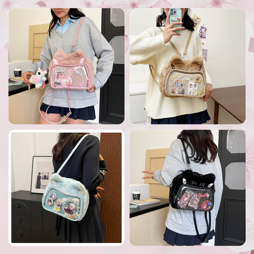 Catface plushie ita bag and backpack, crossbody ita bag, enamel pin ita bag - Bild 10 von 10