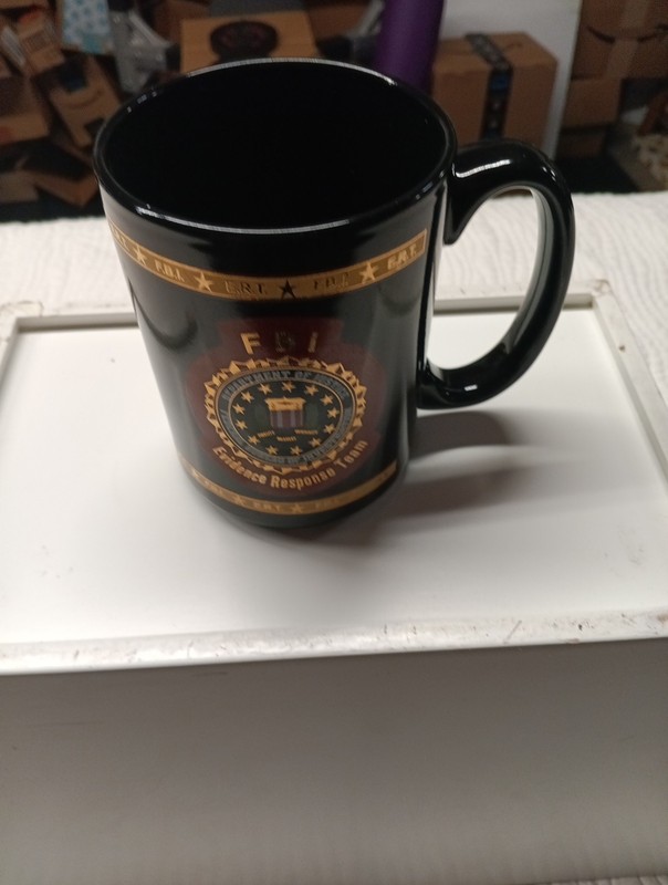FBI Department Of Justice HERALDRY PORCELAIN COFFEE MUG Navy Gold NEW