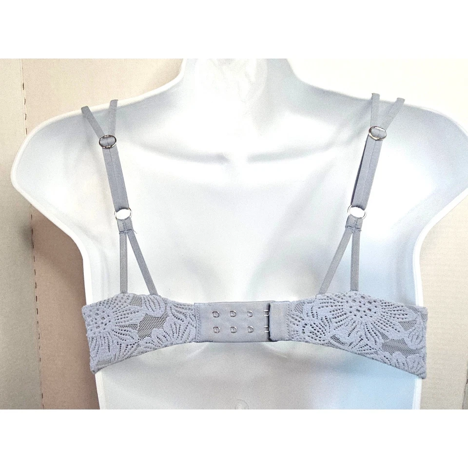 Aerie Real Sunnie Wireless Lace Bra Size 32C Grey Blue Padded Adjustable - Image 4 of 4