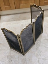 Brass Folding Fire Screen 4-Panel Mesh Guard - Heavy