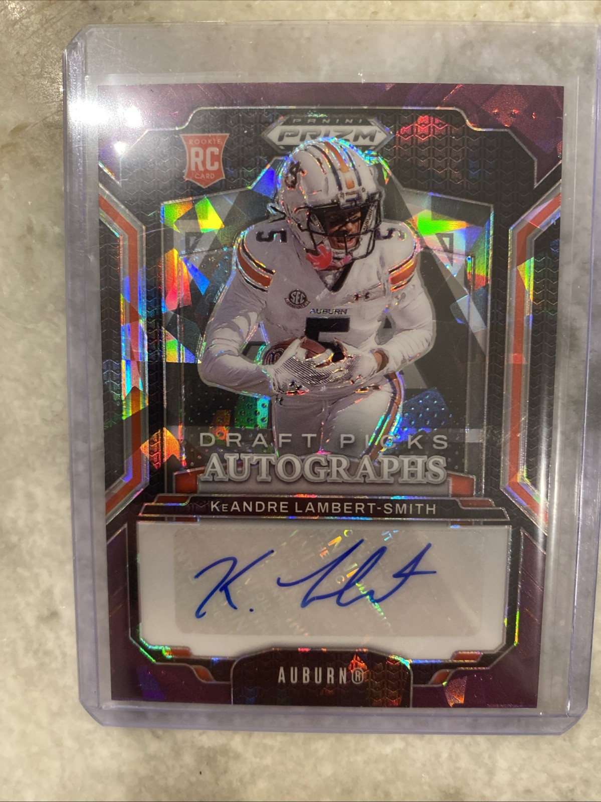 KEANDRE LAMBERT-SMITH 2025 PRIZM DRAFT ROOKIE PURPLE ICE RC AUTO /199 Q3789
