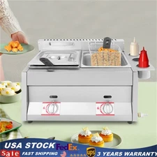 Countertop Gas Deep Fryer Propane Gas Stainless Steel Outdoor Use Round 2 Burner