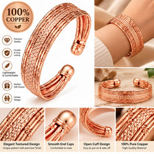Pure Copper Magnetic Heavy Bracelet Arthritis Pain Therapy Adjustable Twist Cuff