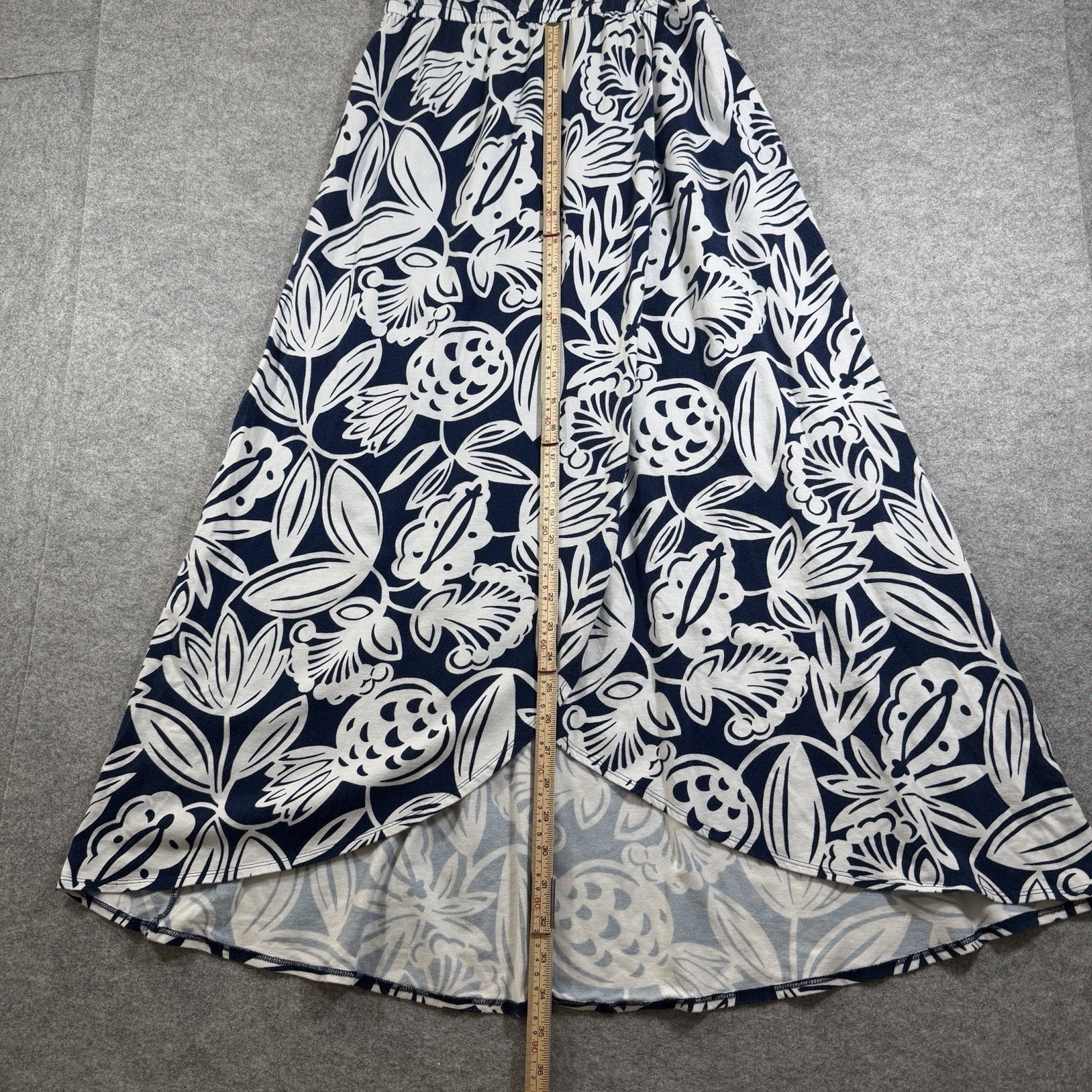 Talbots Faux Wrap Long Maxi Dress Womens XS Blue White Tropical Floral V Neck thumbnail 8