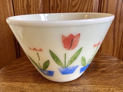 Fire King Off-White Ivory Splash Proof TULIP Nesting Mixing Bowl 9.5''