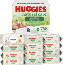 Huggies Natural Care Sensitive Baby Wipes, Unscented,12 Flip-Top Packs 768 Wipe