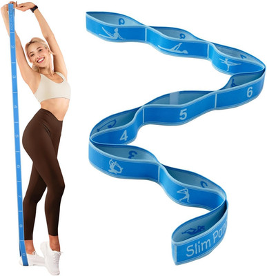 Yoga Stretching Strap mit 9 Schlaufen - Premium Dehnungsband aus Polyester-Baumw