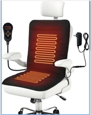 Electric Chair Heating Pad, With Temperature Settings, Fabric, Black