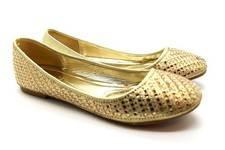 Womens Flat Glitter Pump Slip On Ballerina Wedding Party Bling Ladies Shoes Size