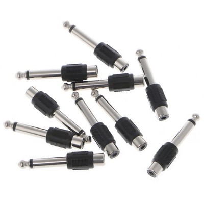 10 Pcs RCA Female Jack To 6.35mm 1/4'' Male Mono Plug o Adapter Connector