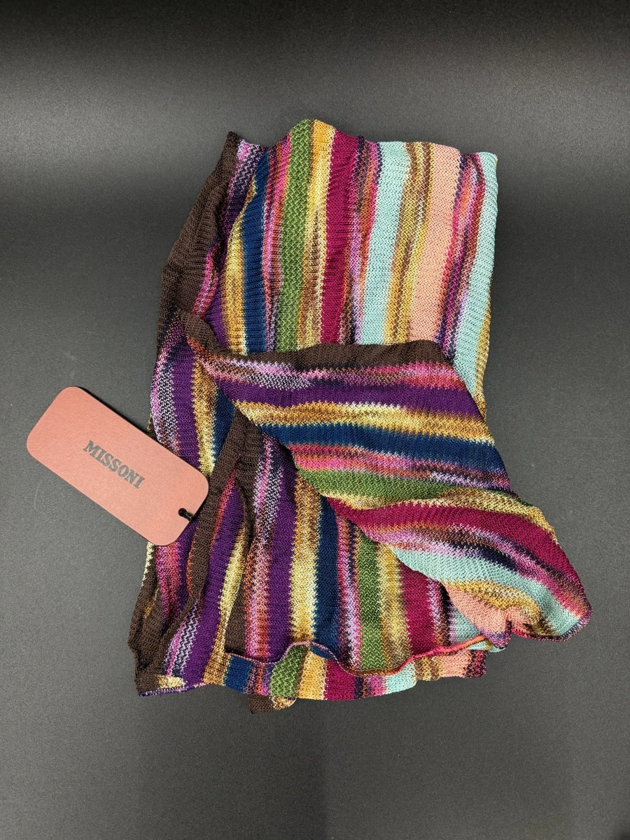 Carré En Soie Missoni Motif Fleurs/zigzag – 100% Soie Italie, 34x34 Cm, Neuf Avec étiquettes