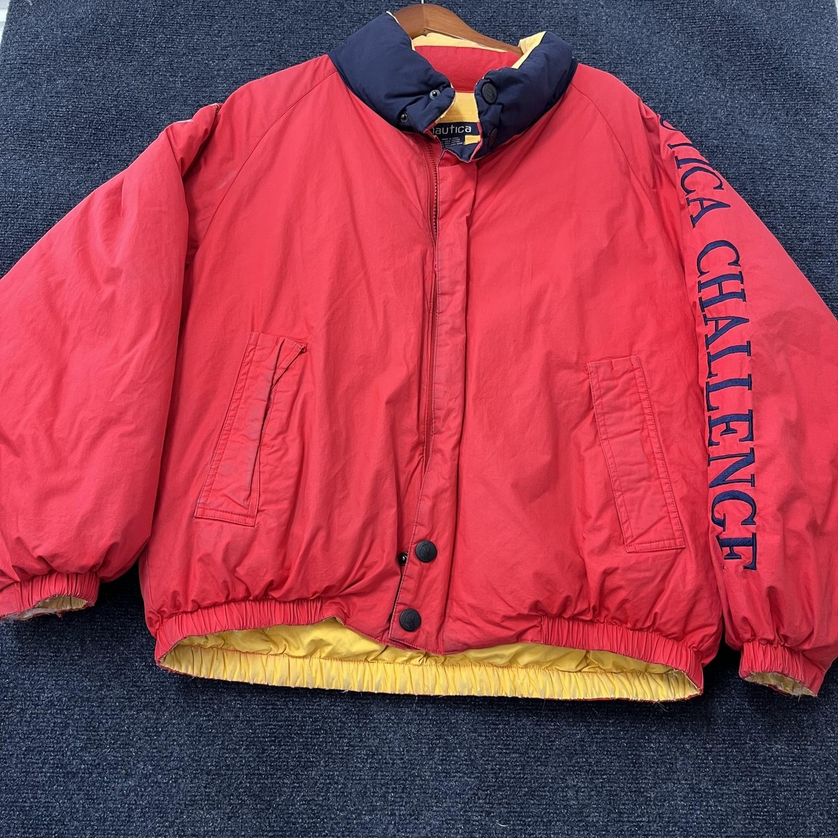 Vintage Nautica Challenge Jacket Mens Large Red Down Puffer Coat
