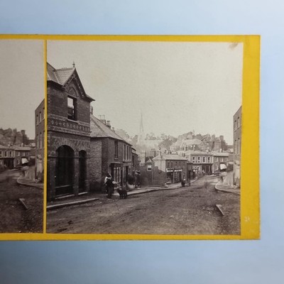 Egge Stereoview um 1870 Echtfoto Middlesex Hauptstraße sichtbare Ladenschilder