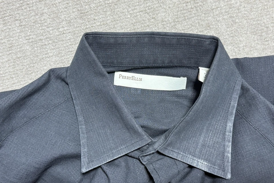 Camisa masculina Perry Ellis grande com botões manga longa texturizada casual - Imagem 3 de 4