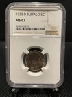 1938-D Buffalo Nickel 5C NGC MS67