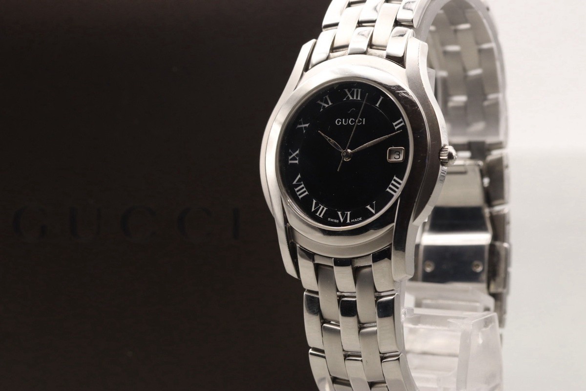 Gucci Silver and Black Roman Numeral Bracelet Watch Gucci 14x34mm G-Frame Small Rectangular Watch with Leather  main image 3