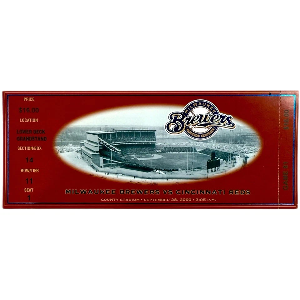 Milwaukee Brewers County Stadium Final Game Ticket Yearbook Program Lot 2000 - Image 4 of 4
