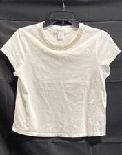 Bailey/44 Women's White Rhinestone Embellished Crewneck T-Shirt Size XS