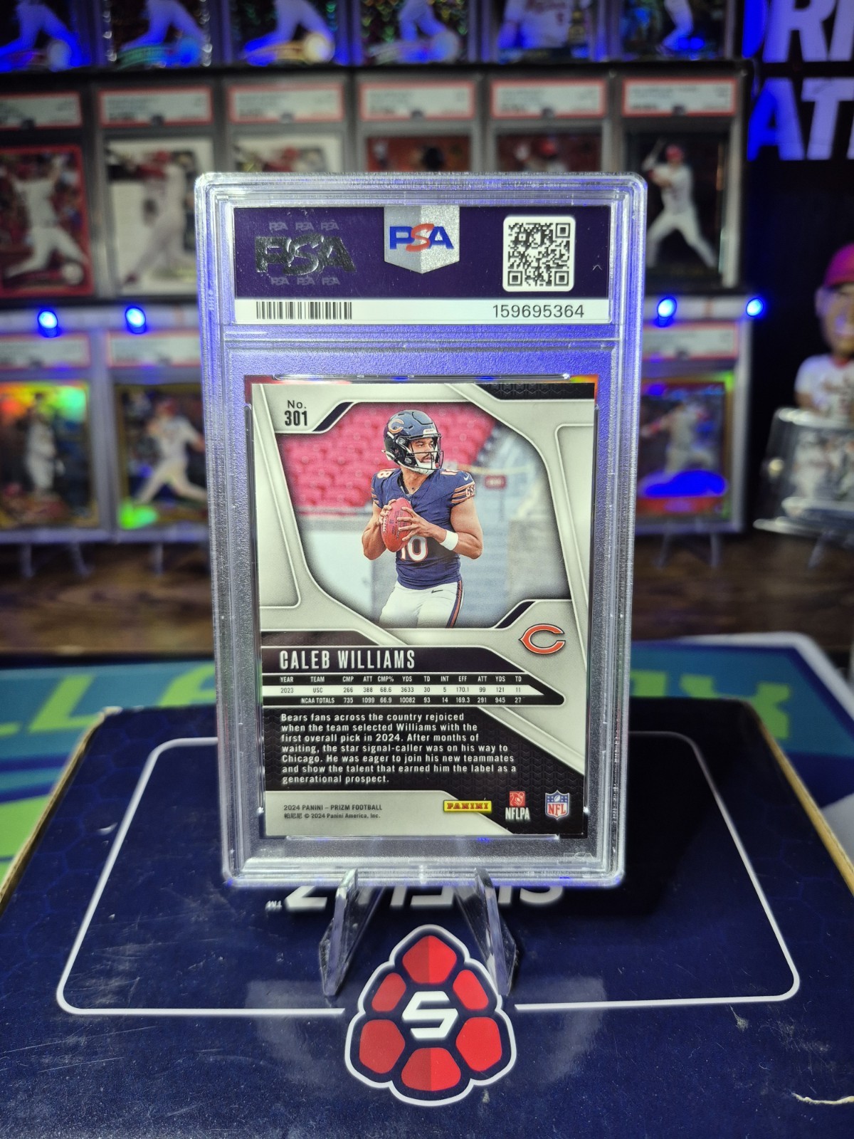 Caleb Williams 2024 Prizm Rookie RC #301 PSA 9 Bears view 2