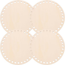 Natural Wooden Basket Bottom, 4Pcs round Wooden Bases for Crochet Bags, Knitting