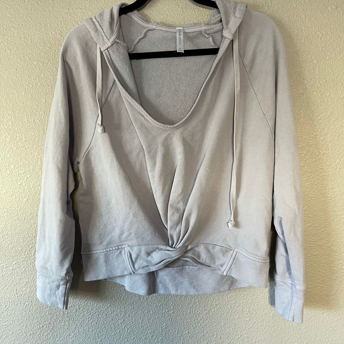 Fabletics Sydney Twist Front Scoop Neck Drawstring Womens Sweater Hoodie Medium View 2