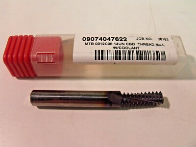 NIB Carmex MTB0312C0814UN Solid Carbide Thread Mill: 7/16-14 Internal, 0.82'' LOC