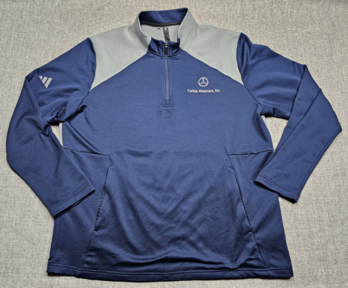 Mercedes Benz Sweatshirt Mens XL Adidas Pullover Blue 1/4 Zip Carlton Motorcars
