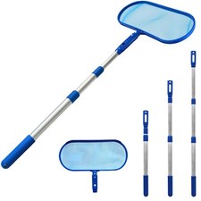 Swimming Pool Debris Leaf Skimmer Mesh Net 3 Way Cleaning & Telescopic Pole