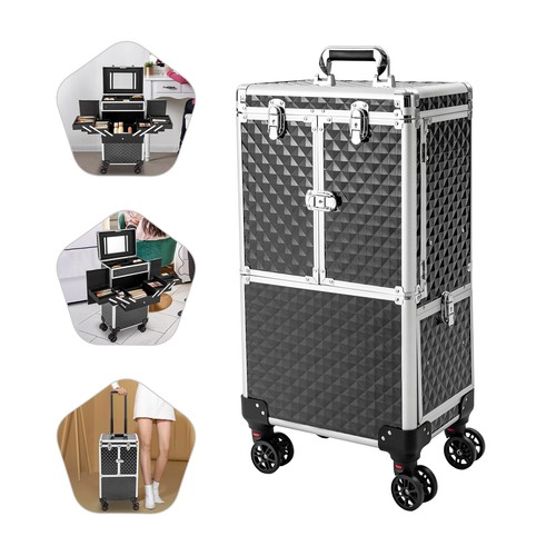 Professional Artist Train Makeup Case Cosmetic Organizer Drawers Lock + Keys - Picture 3 of 22