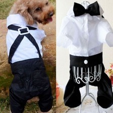Tuxedo Bowtie Halloween Dog Clothes For Small Dogs, Cat Pet Costume Shirt
