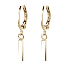 925 Silver Gold Huggie LeverBack Hoop Drop Dangle Bar French Wire Earrings I123