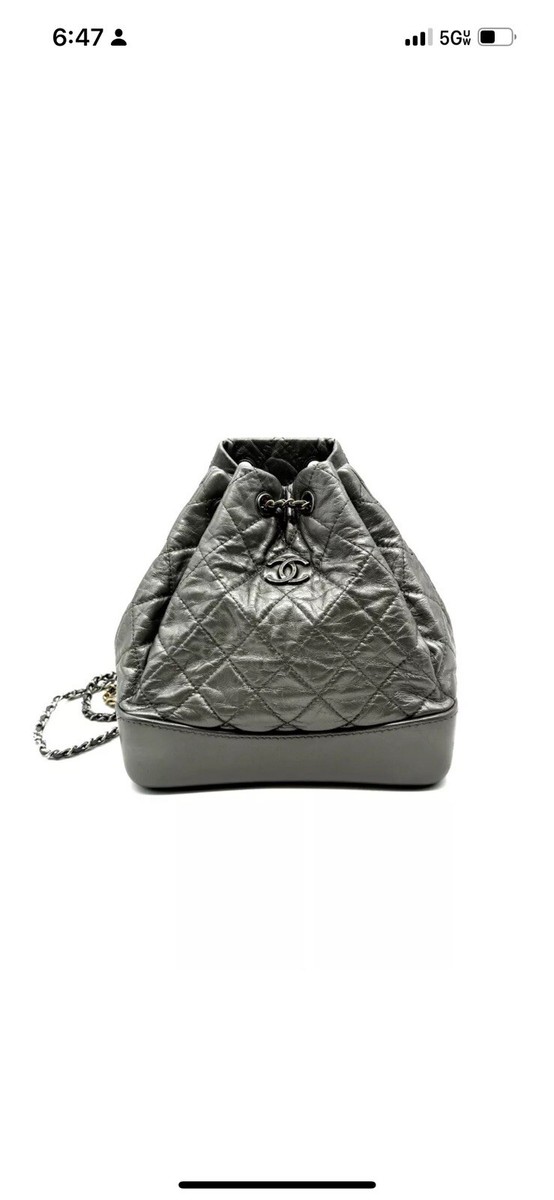 Chanel Gabrielle Chevron Backpack Dark Silver Metallic  display picture 3