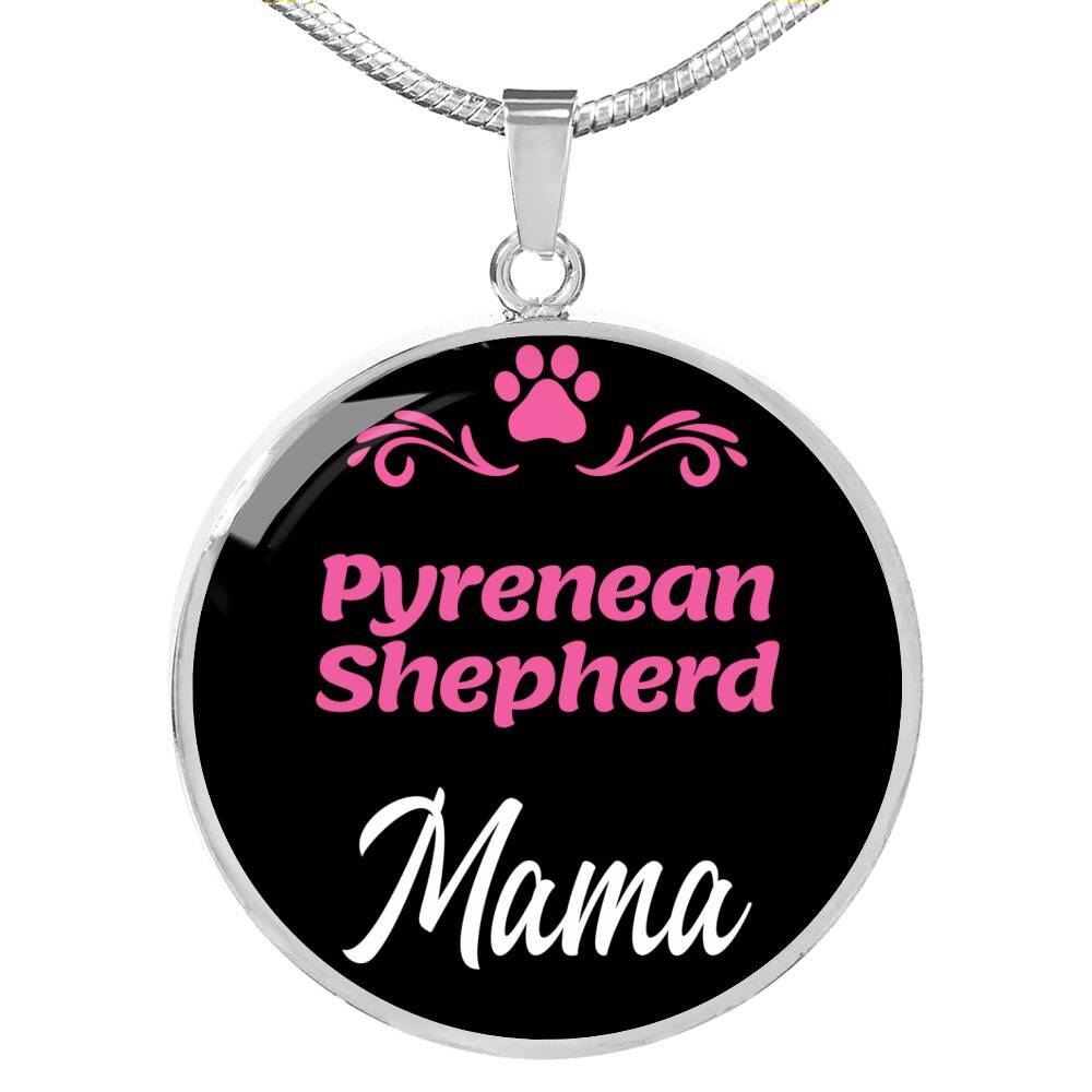 Pyrenean Shepherd Mama Necklace Circle Pendant Stainless Steel or 18k Gold 18-2
