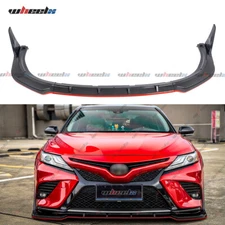 V2 WINGLET CARBON FIBER FRONT BUMPER LIP SPLITTER FOR CAMRY SE XSE 2018-20 W/RED