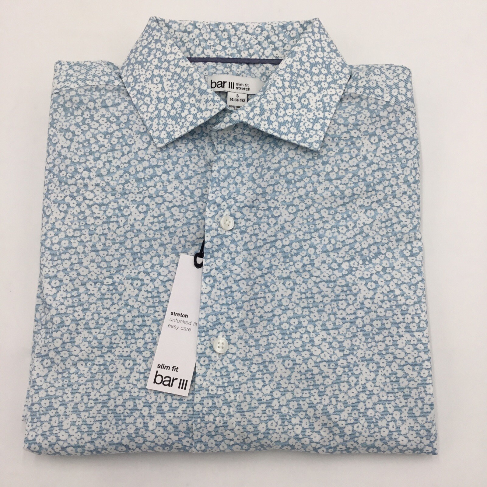 Мужская приталенная стрейчевая рубашка Bar III, светло-голубая, S