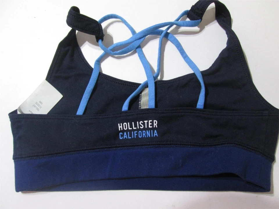 Sujetador deportivo Hollister talla XS azul marino inalámbrico sin forro espalda cruzada pulóver transpirable Foto 2 de 4
