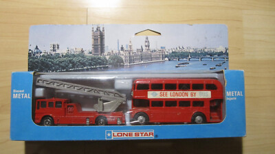 Rarität Vintage Lone Star 1253 Bus and Fire Engine Set OVP mib von 1980