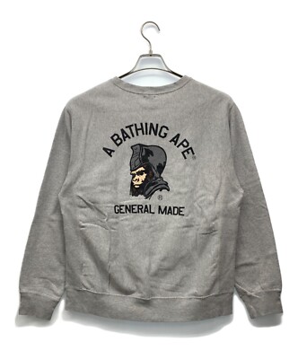 A Bathing Ape Bape General Made Men's Sweatshirt size M Gray Cotton From Japan