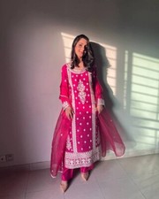 Stylish Heavy Cotton Pink Salwar Kameez With Dupatta For Wedding Wear