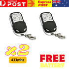 2x Universal Replacement Remote Key Fob (433MHz) for Garage, Gate & Car Cloning!