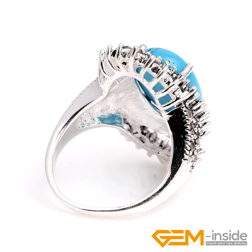 Natural Oval Gemstone Marquis Marcasite Beads Silver Jewelry Ring Size #6#8 Gift - Picture 16 of 55