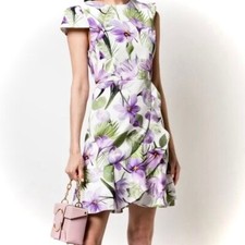 ALICE + OLIVIA | 8 | Kirby Cap Sleeve Floral Green Leaf Ruffle Dress MSRP$375