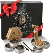 Nordiqal Cocktail Smoker Kit w/ Torch & 6 Wood Chip Flavors, Whiskey Smoker Set