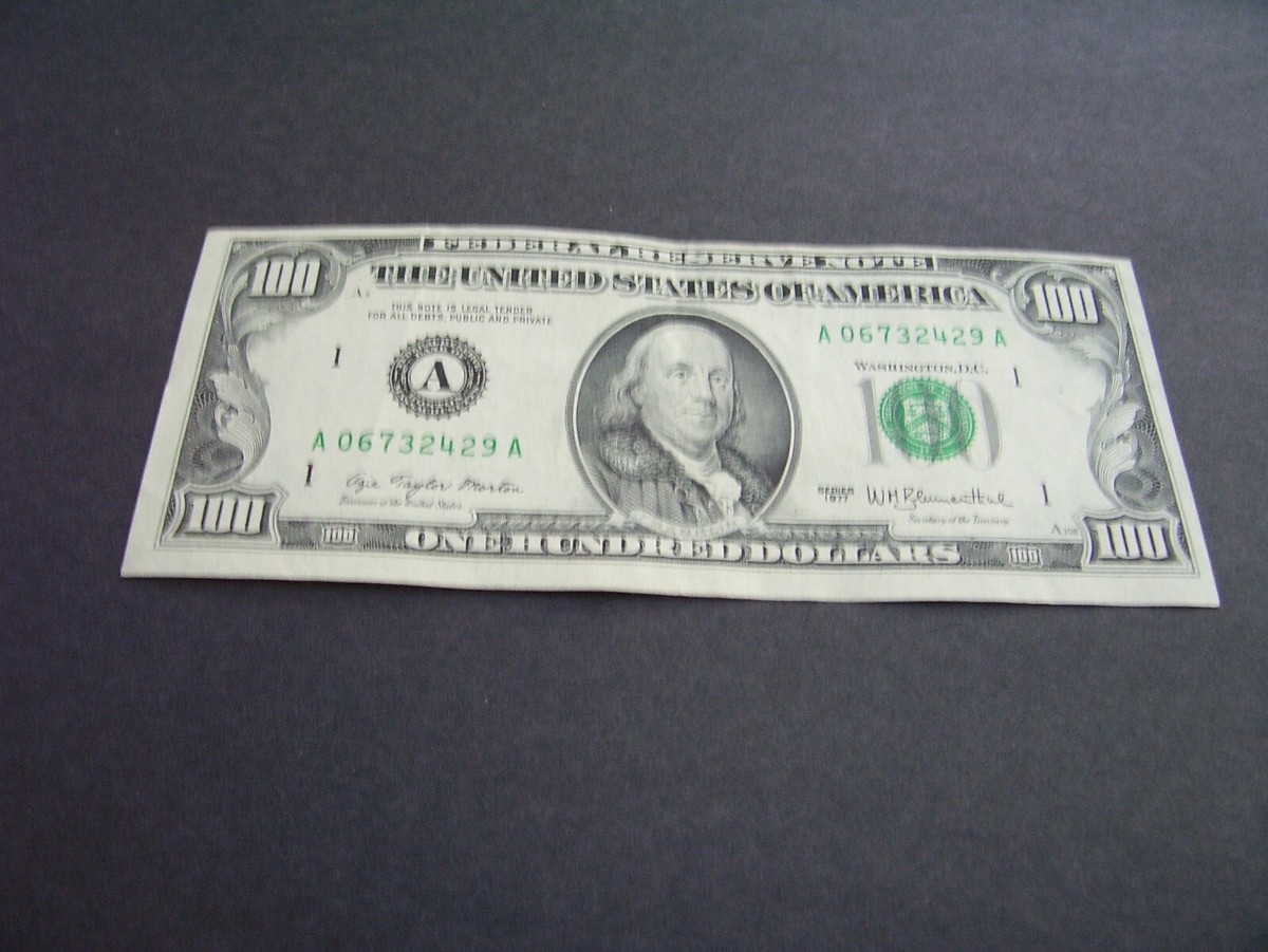 100 One Hundred Dollar Bill 1977 A Low Serial Number A