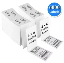 6000 Fanfold 4x6 Direct Thermal Label. High Quality.Certified by UPS 4"X6" Label