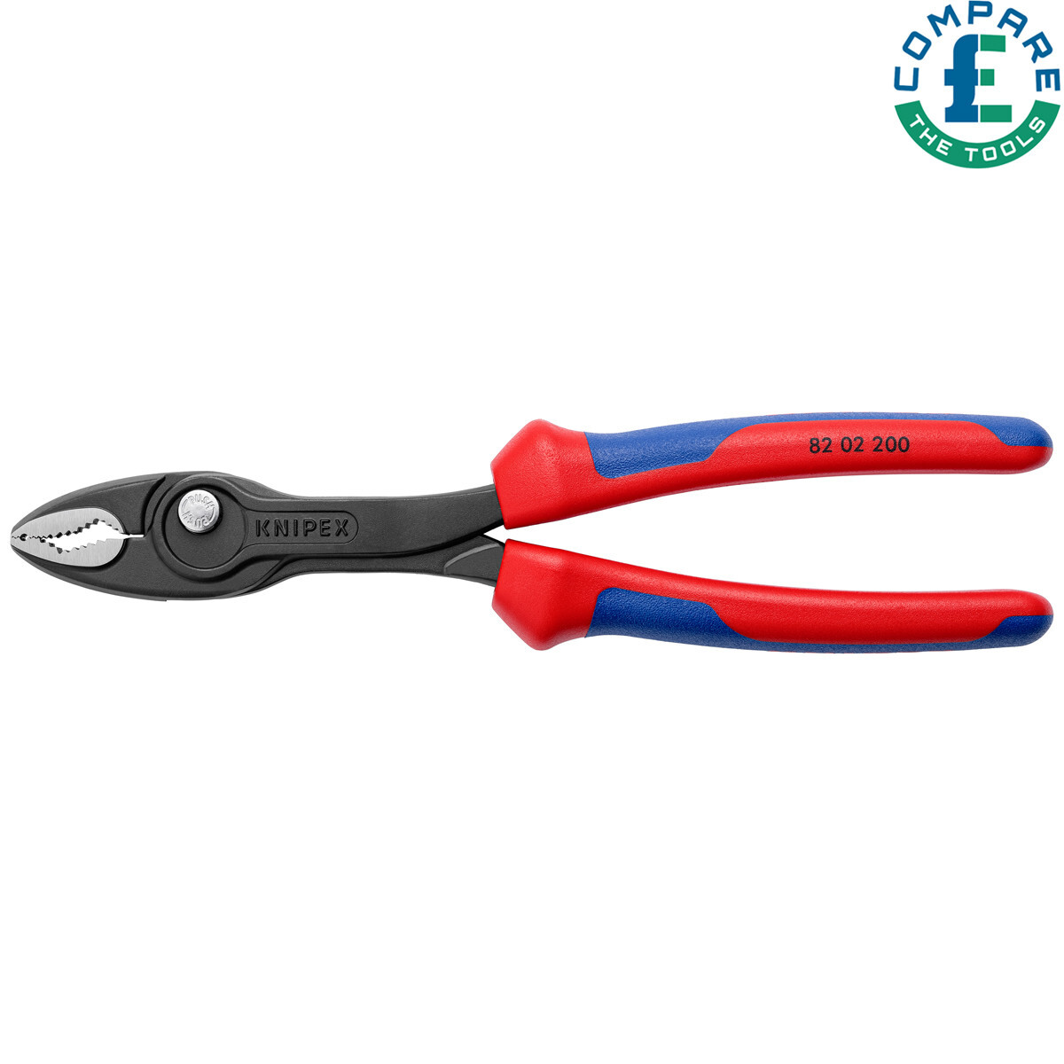 Knipex 82 02 200 TwinGrip Slip Joint Pliers With Multi-Component Grips 200 mm